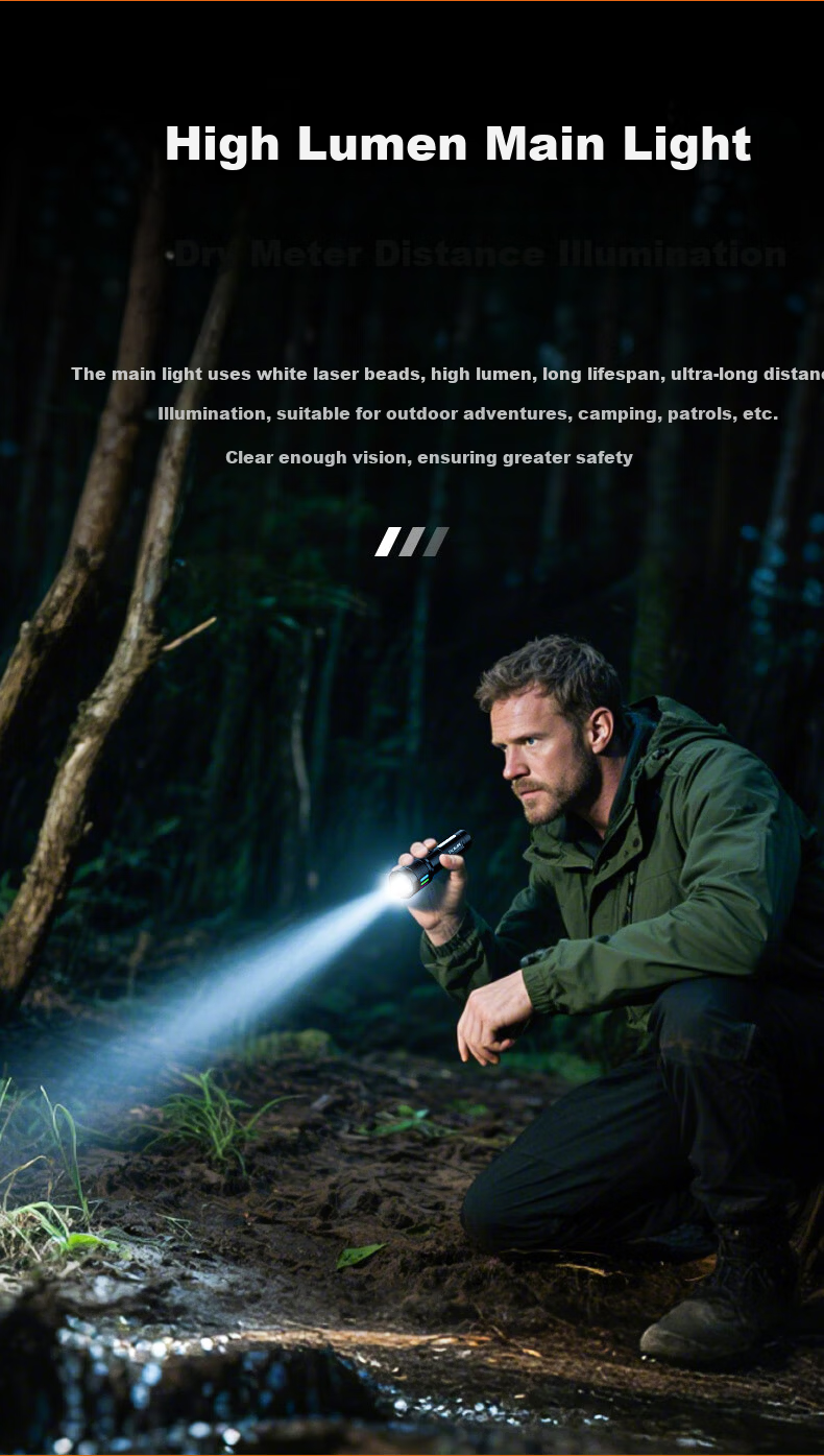 Foshan Lighting High-Power Flashlight Zoomable Long-Range Outdoor Laser Super Bright Rechargeable Portable Emergency Lighting 5