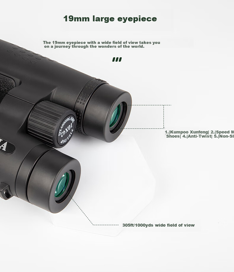 BIJIA 10X42 Purple Coated Multi-Functional Outdoor Multi-Layer Coated High-Definition High-Transparency Multi-Power Binoculars Anti-Slip Telescope 3