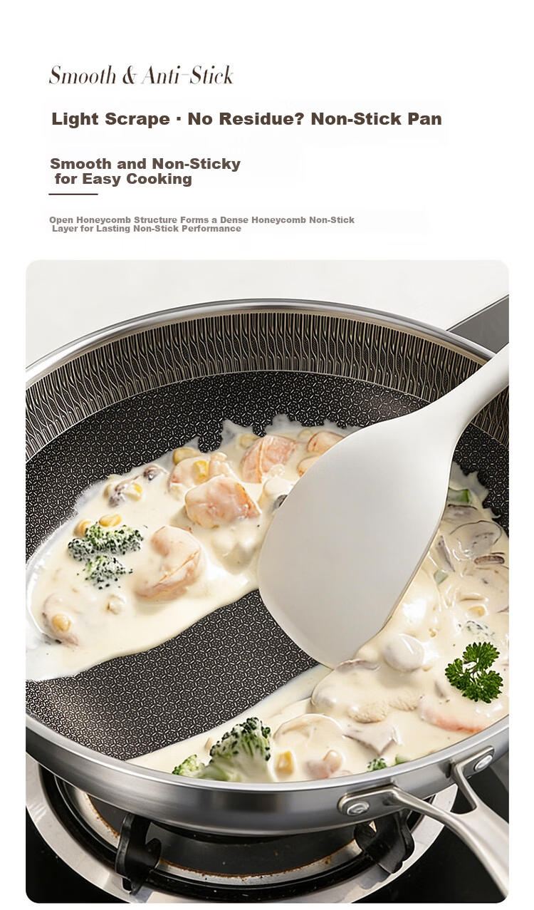 MAXCOOK 34cm 316L Stainless Steel Non-Stick Wok, Triple-Layer Steel, Compatible with Gas and Induction Cooktops, Model MCC4391 5