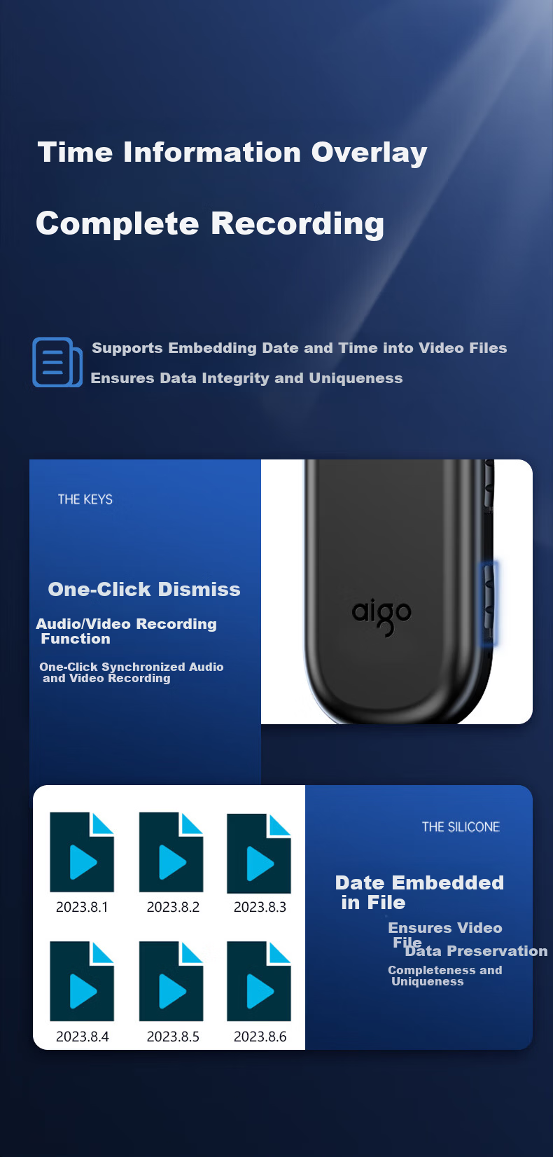 Aigo Body-Worn Mini HD Portable Video Recorder Camera for Law Enforcement, Dog Walking Recording Device S1-32G 4