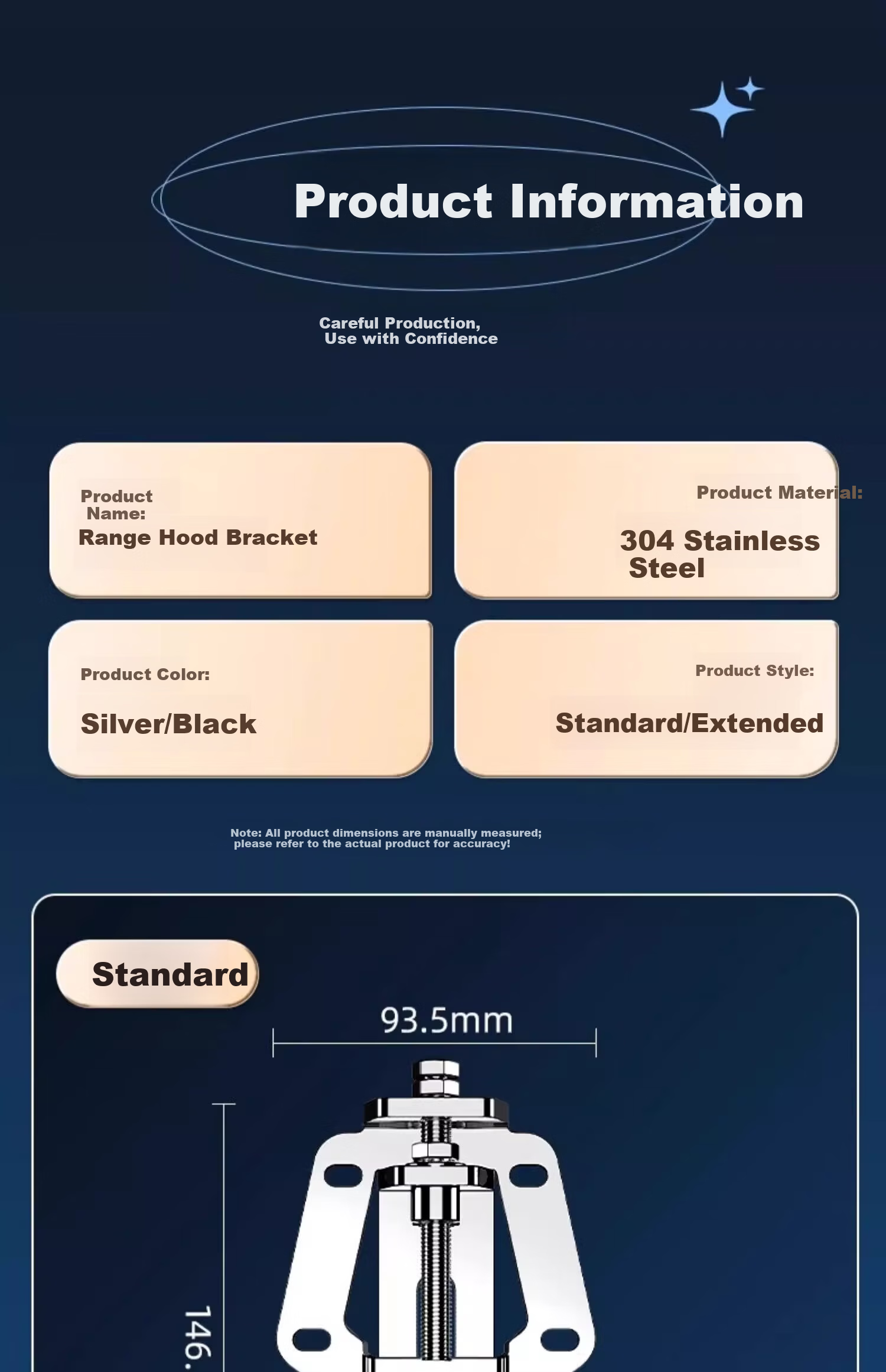 Behind the Scenes Hero Range Hood Lift Bracket Thickened Adjustable Hanging Plate 304 Stainless Steel Extended Universal Telescopic Mounting Bracket 5