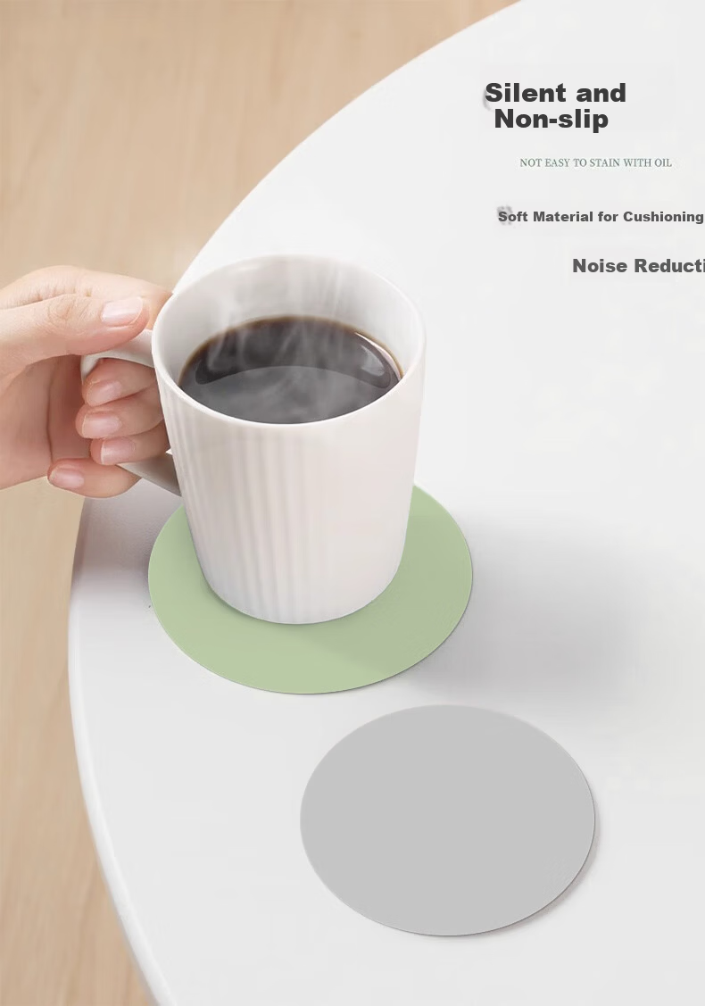 Gusi Tea Coaster Heat Insulation Absorbent Coffee Cup Mat Anti-Scald Bowl Mat Green/Gray Diameter 12cm (4 Pieces) 7