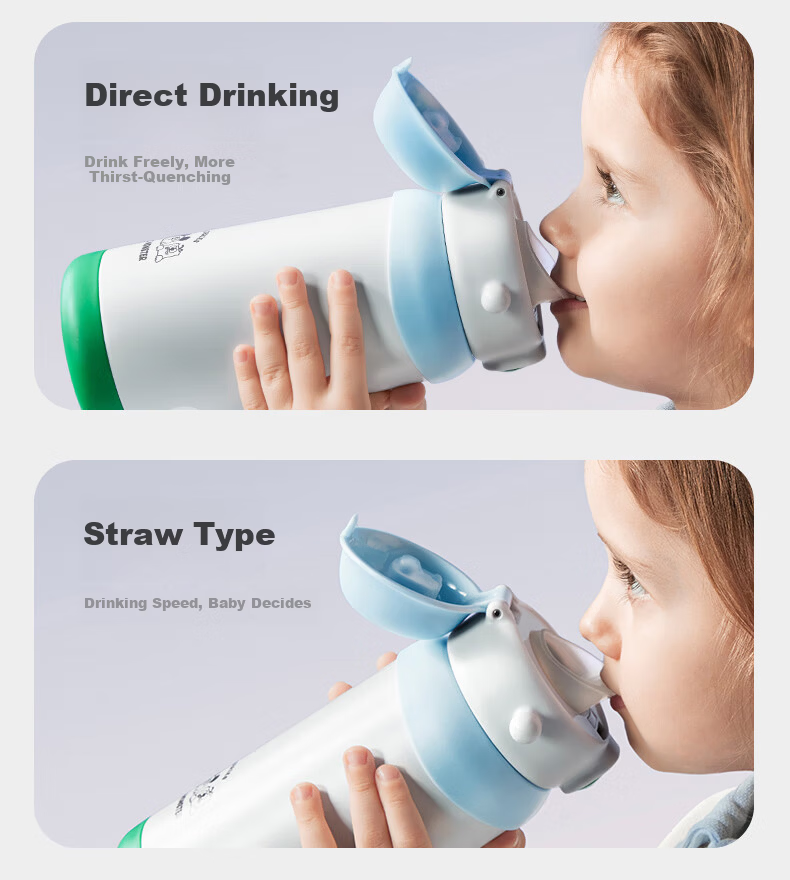 Babycare Little Monster Hug Three-Use Children's Insulated Water Bottle Straw Sippy Cup 316 Stainless Steel School Use 10