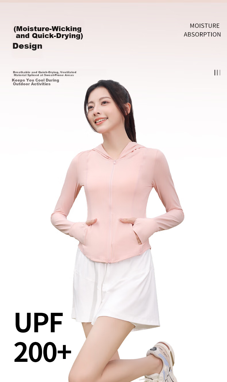 Langsha Women's Sunscreen Jacket New Spring Summer Short Breathable Cooling UV Protection Slim Fit Sun Protection Coat F5 2
