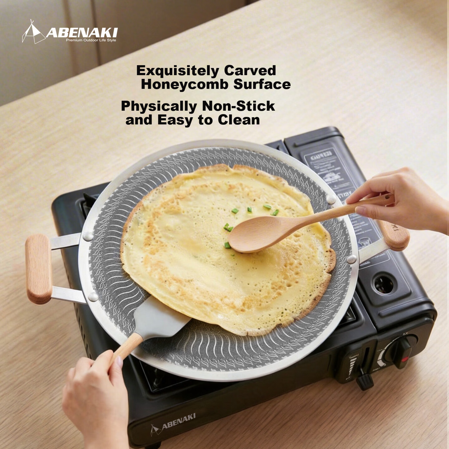 ABENAKI Non-Stick BBQ Grill Pan for Home, Outdoor Fire Pit, Tea Cooking, Compatible with Gas and Induction Stoves