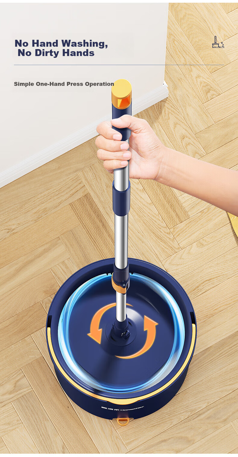 HoMettler Clean and Dirty Separation Spin Mop with 2 Mop Heads, Hands-Free Flat Mop with Bucket Set for Home Use 2026 22