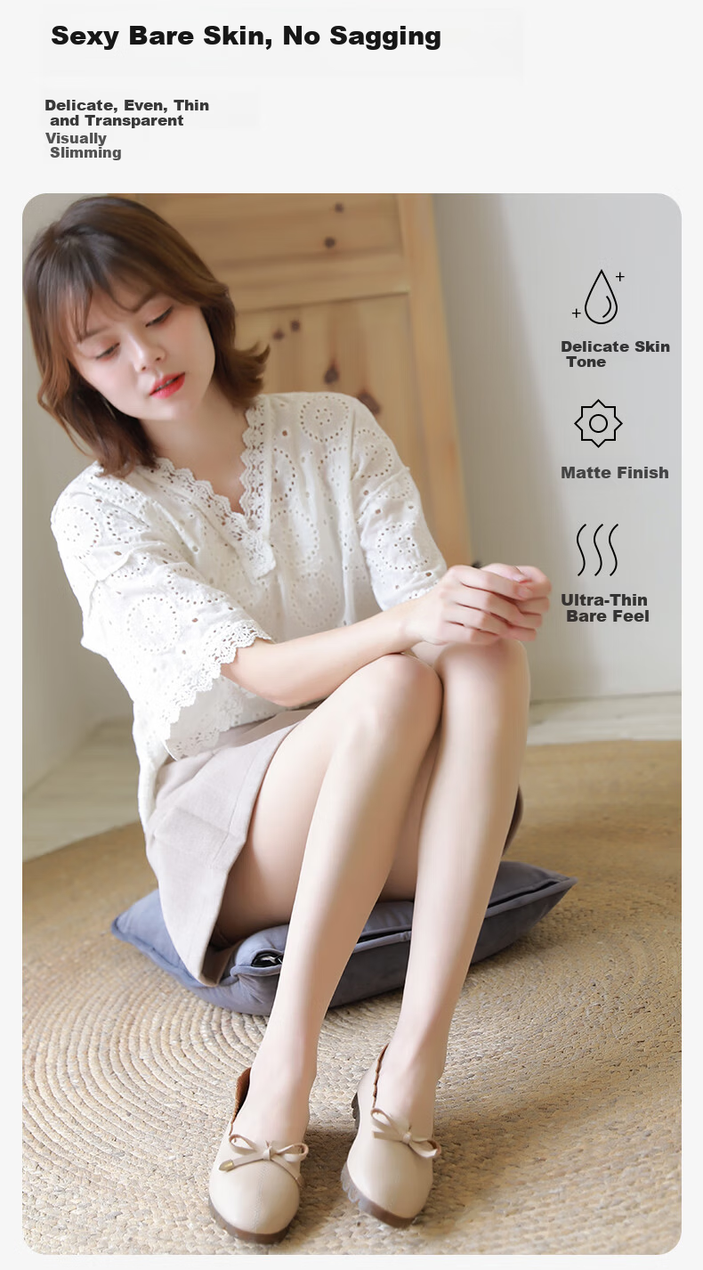 LangSha Thin Silk Stockings Spring and Autumn 7A Antibacterial Anti-Snag Over-the-Knee Long Pantyhose Sexy Nude and Black Tights for Women 3