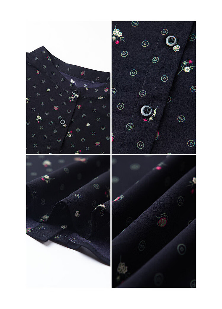 Demana Elegant Urban Summer Fresh Print Stand Collar Lace Sleeve Loose Lightweight Slim Shirt for Women Premium Quality 14