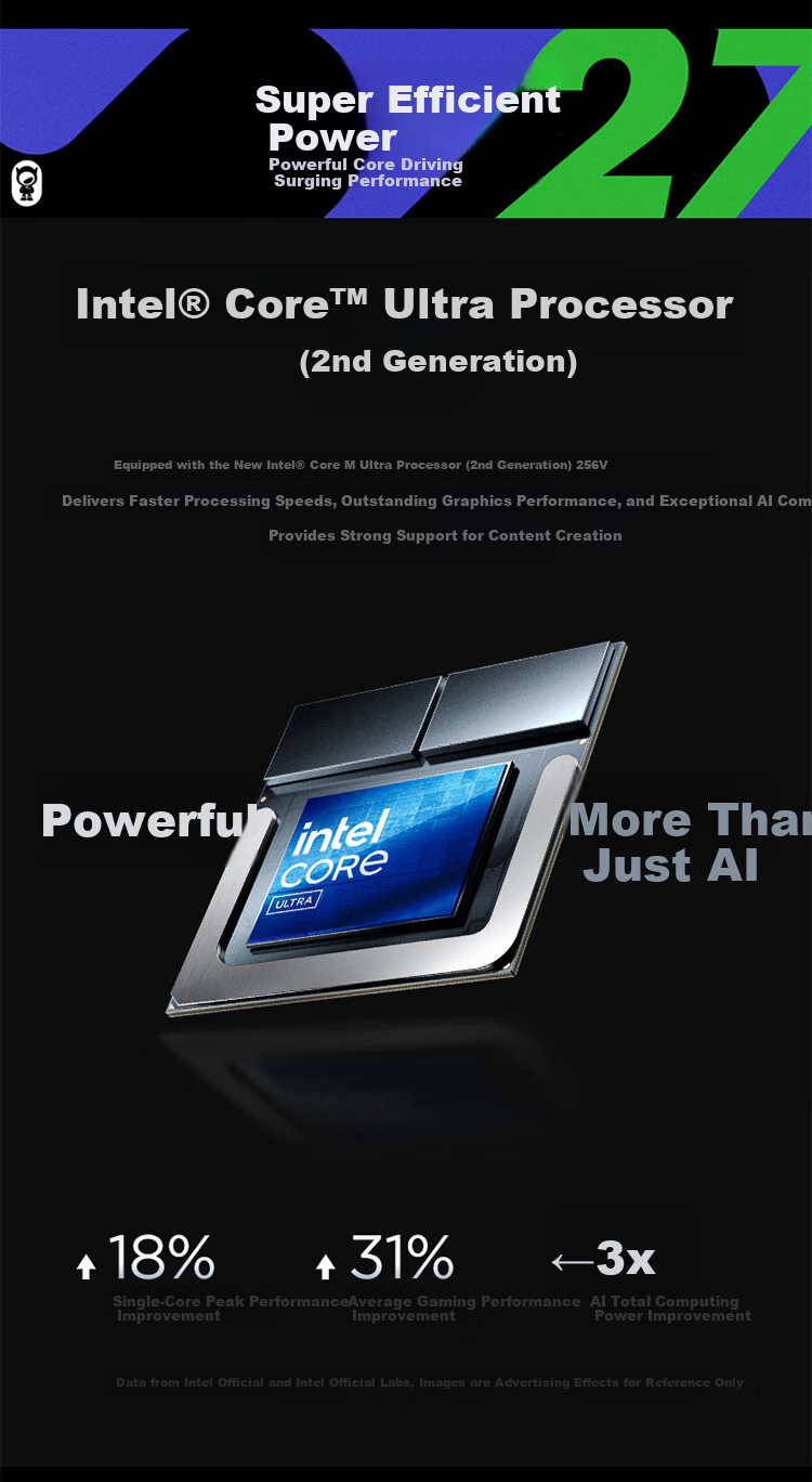 Lenovo Xiaoxin All-in-One Desktop Computer 27-inch (Core U7-256V 16GB 1TB SSD Wireless Keyboard and Mouse Win11) Deep Space 2