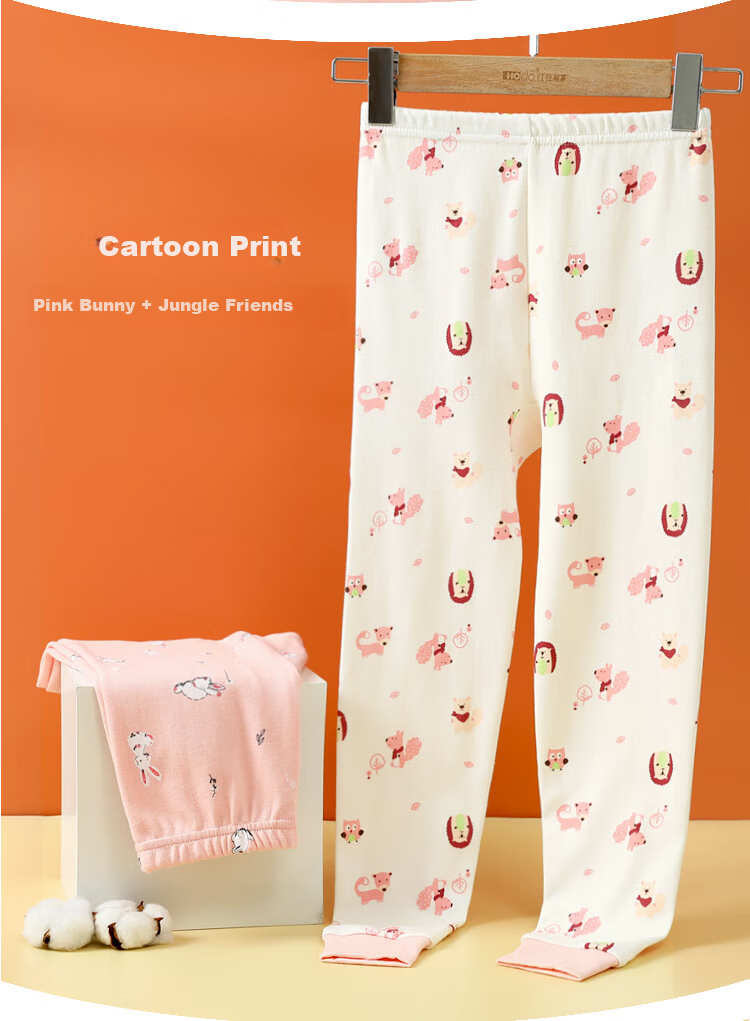 Hodohome Kids Girls Cotton Thermal Antibacterial Warm Pants Mid-Large Children Cotton Fleece Sleepwear 172 130 4