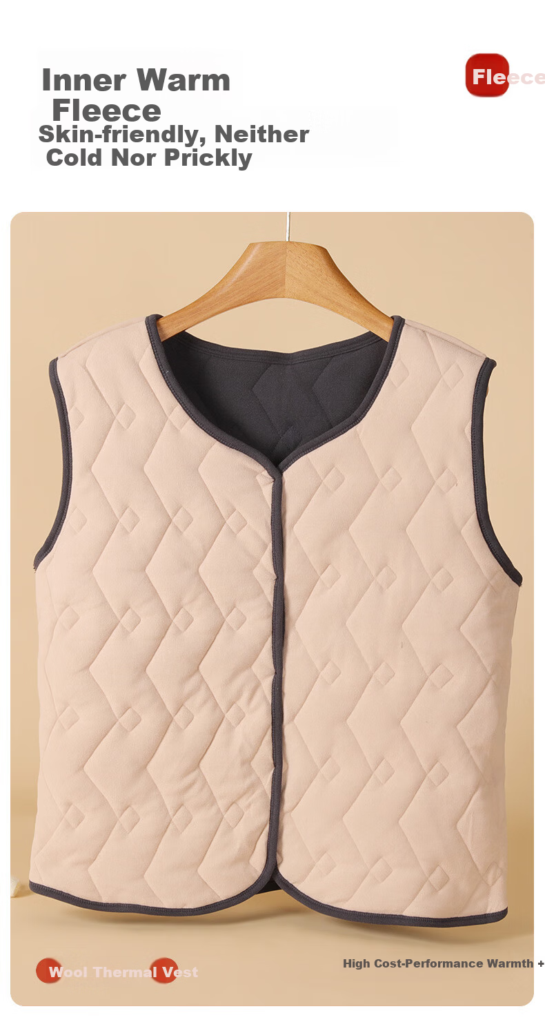 LangSha Men's Thermal Vest Fleece Lined Thickened Autumn Winter Wool Blend Middle-aged and Elderly Cardigan Vest Dad Warm Sleeveless Jacket 9