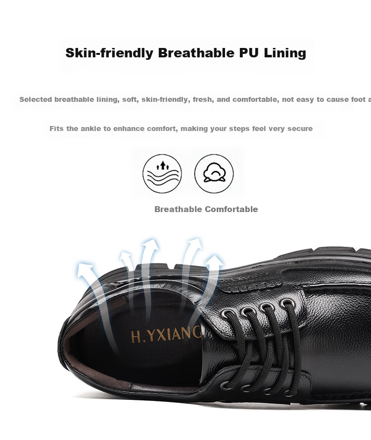Hengyuanxiang Men's Slip-On Outdoor Casual Lace-Up Breathable Commuter Shoes J89086 Black 42 5