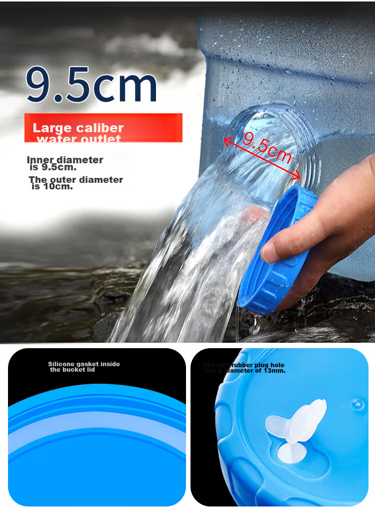 Suncojia Water Bucket, Outdoor Water Storage Bag with Tap, Portable Handheld Water Bag, Large Capacity Sandbag, Foldable Water Bucket 7