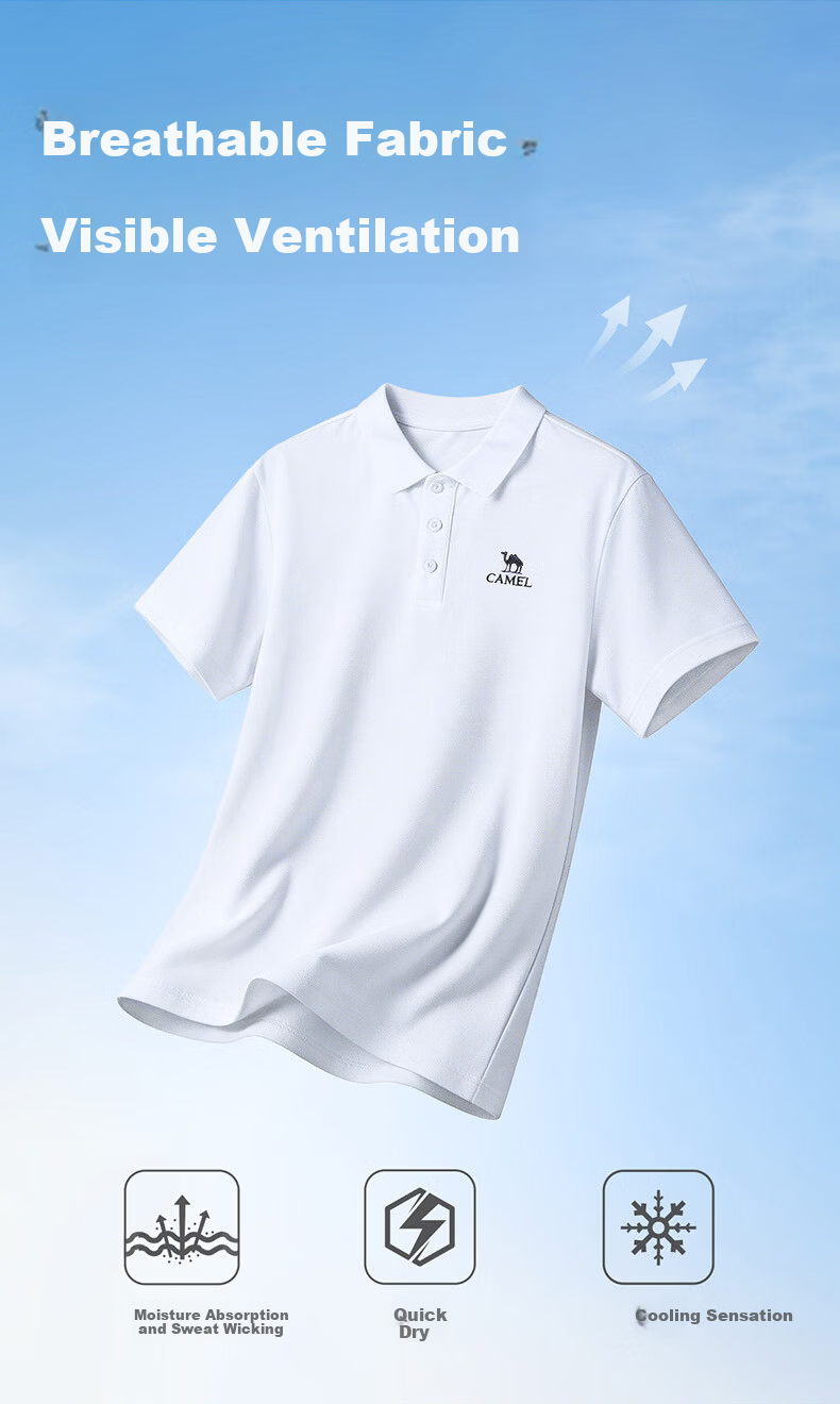 CAMEL Men's Quick-Dry Sports Polo Shirt, Casual Short Sleeve T-Shirt, Light Bean Green, Size M, Model C16BAXLN034 4