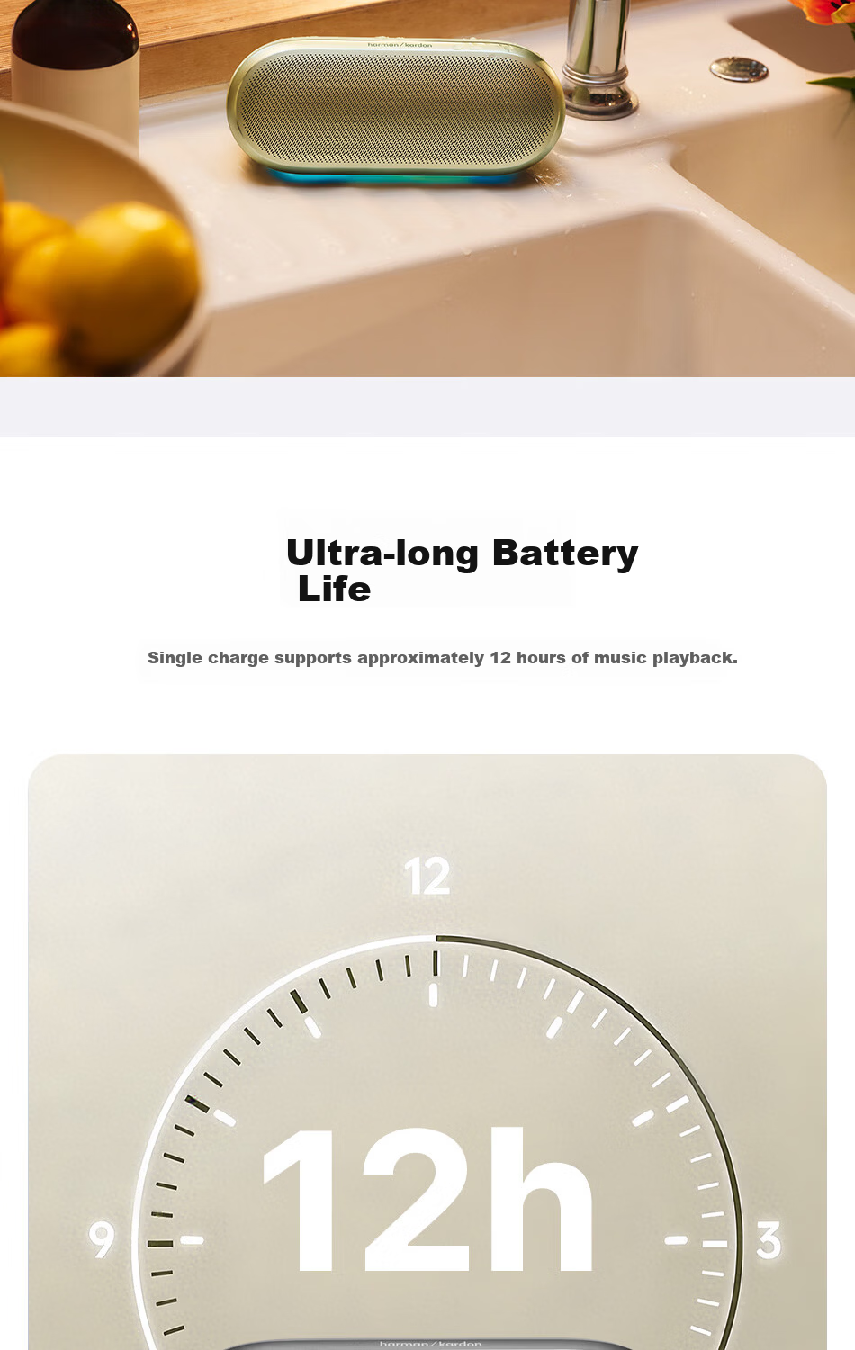 Harman/Kardon LUNA 2 Portable Bluetooth Speaker Smart Tuning Ambient Lighting Multi-Device Connection IP67 Waterproof Dustproof Matcha Latte Color 3