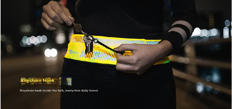 Feibit Night Running Waist Bag Running Sports Close-Fitting Fitness Marathon Gear Mountaineering Waist Belt Atomic Yellow XL 8