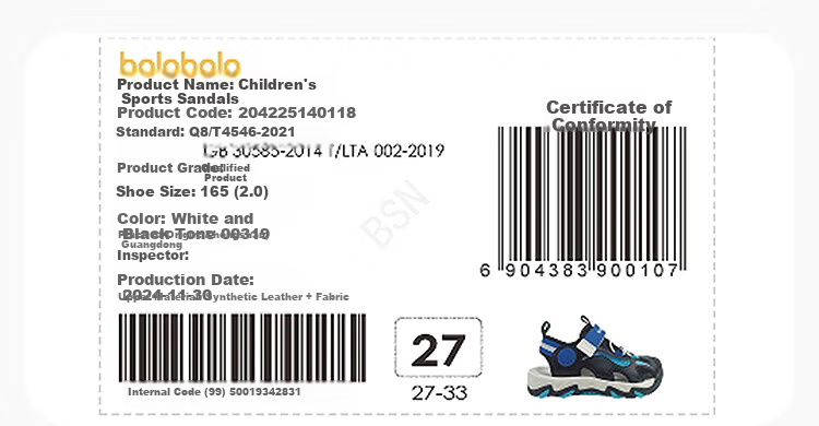 Balabala Boys' Sports Breathable Sandals Summer New Shoes [Mall Same Style] 8