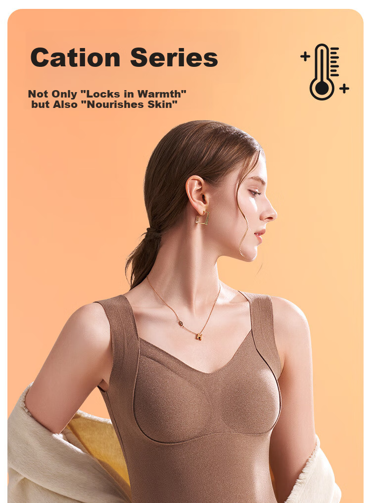 Ordifen Women's Thermal Vest with Chest Pad, Faux German Velvet Fleece Lined Camisole Bra, Seamless Slim Fit Base Layer for Autumn and Winter 2
