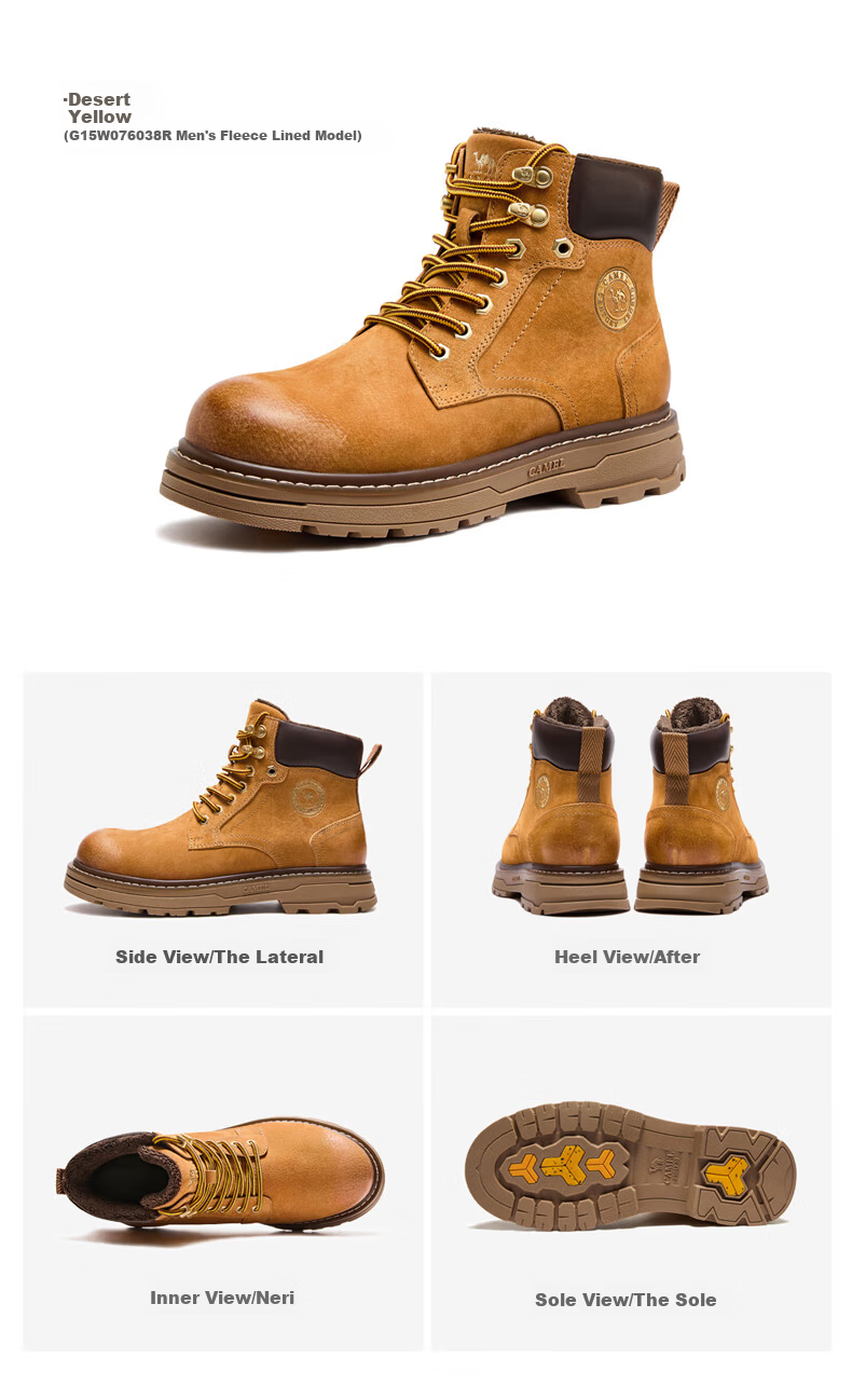 CAMEL Wang Junkai Style Martin Boots High-top Outdoor Workwear Yellow Boots Men GE122W7757T Golden Yellow Size 40 31