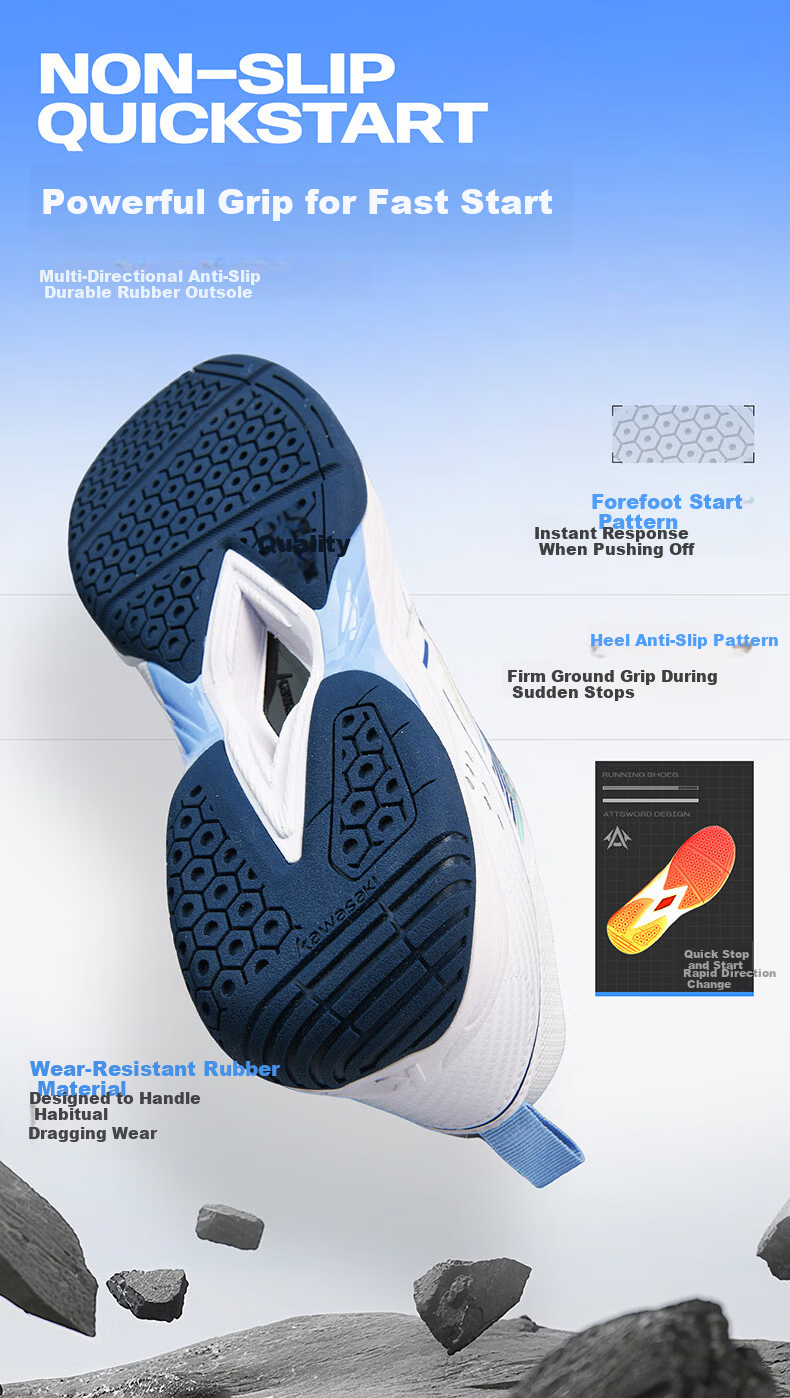 KAWASAKI Professional Badminton Shoes Unisex Lightweight Non-Slip Shock Absorption Training and Competition Shoes for Youth Beginners 7