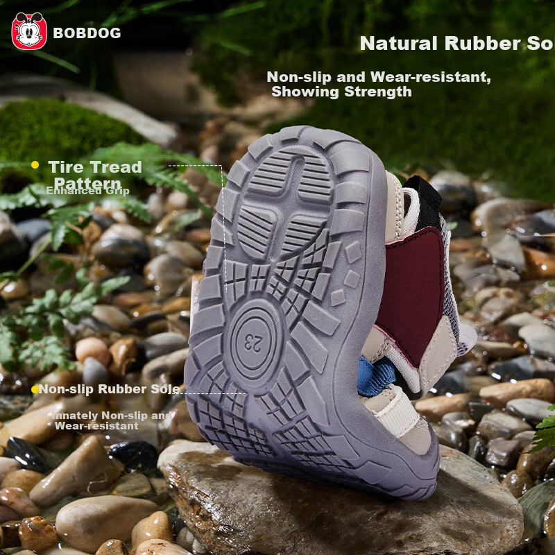 BOBDOG Kids Sandals Baby Walking Shoes Hollow Breathable Boys Shoes White Green 29 Summer New 26