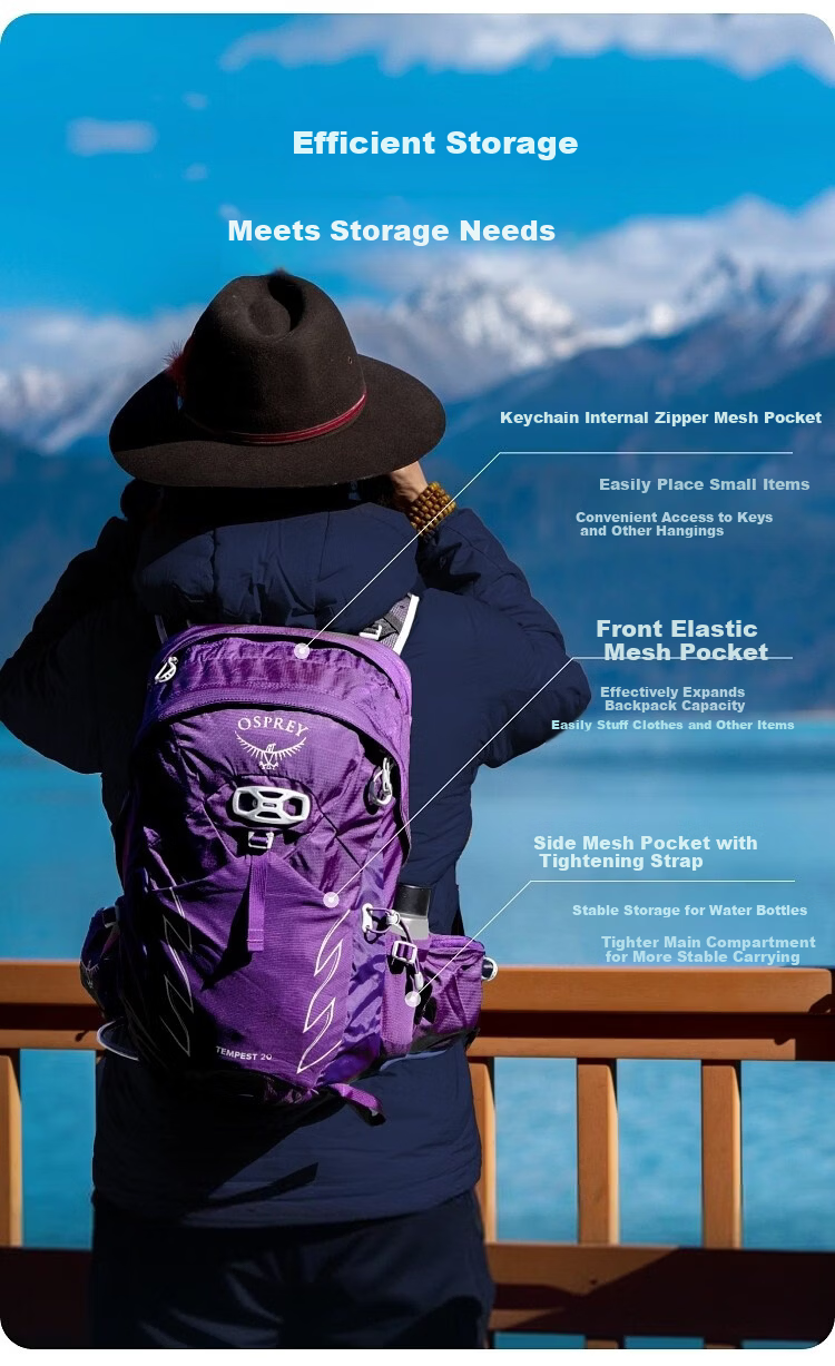 OSPREY Tempest 20 Outdoor Hiking Backpack Women's Travel Cycling Black O/S 8
