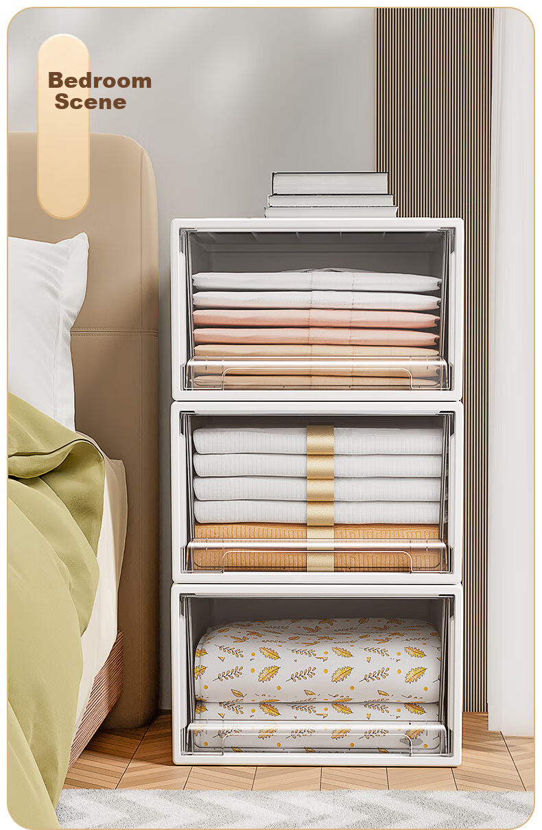 Jiabangshou Storage Box, Drawer-Style Organizer Cabinet, Closet Storage Container, [40*29.5*16.5], Single Unit 14
