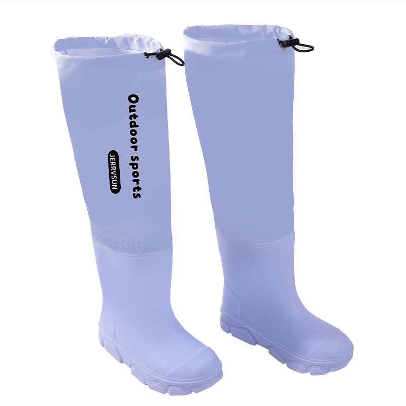 Aphrodite Outdoor Drawstring High Tube Rain Boots Knee-High Waterproof Non-Slip School Shoes for Boys and Girls Blue Size 35-36