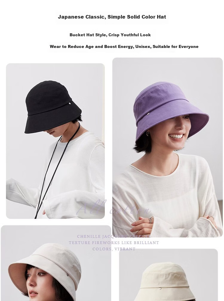 Lagur Classic Style 100% Cotton Fisherman Sun Hat Wide Brim Summer Sunshade Hat Large Head Circumference Classic Black 12