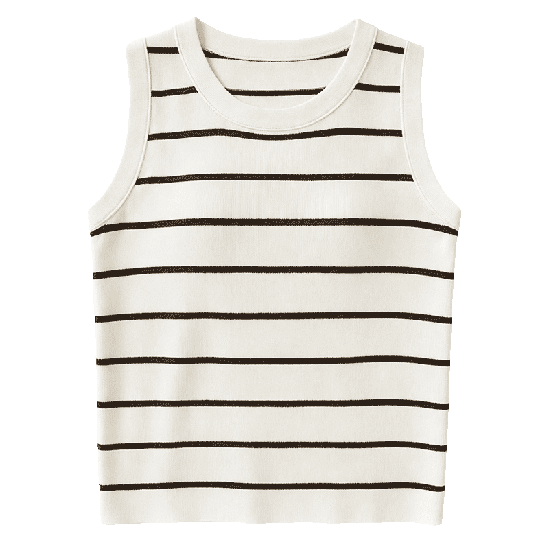 Urban Beauty Summer Lightweight Striped Sleeveless Tank Top Women's Basic Knit Crop Top