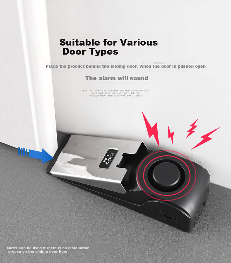 Liomirror Door Stopper Safety Device for Women Living Alone, Internal Door Anti-Theft Door Blocker with Alarm, Black 9
