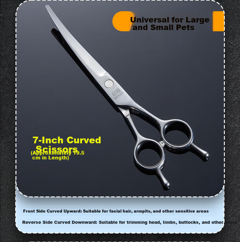 Qiman Pet Grooming Scissors Professional Dog Hair Cutting Tool Set Curved Trimming Scissors for Teddy Bichon Haircut 8