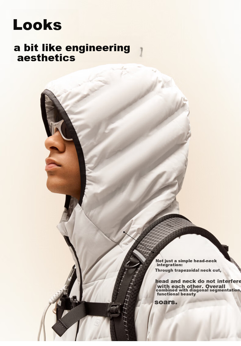 Jiao Nei Hydrogen 502Air Men's Twill Bonded Hooded Lightweight Down Jacket Commuter Warm Windproof Winter Coat 10