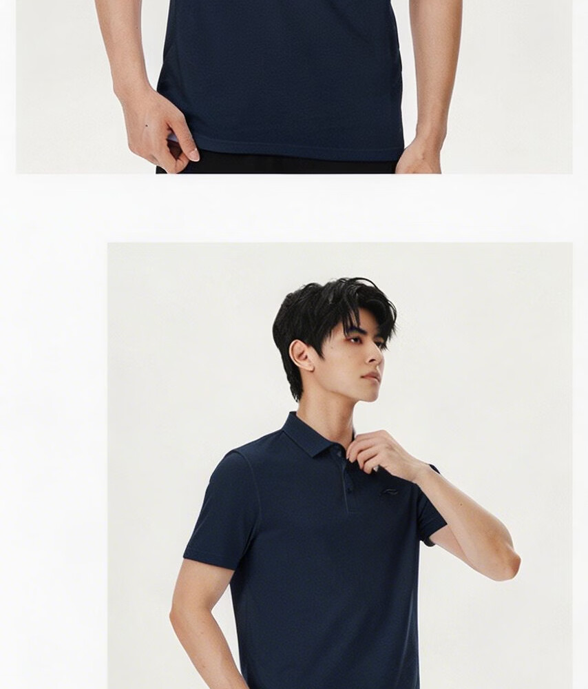 LI-NING Men's Polo Shirt Short Sleeve 2026 Summer New Cotton Breathable High-End Men's T-Shirt Sportswear 20