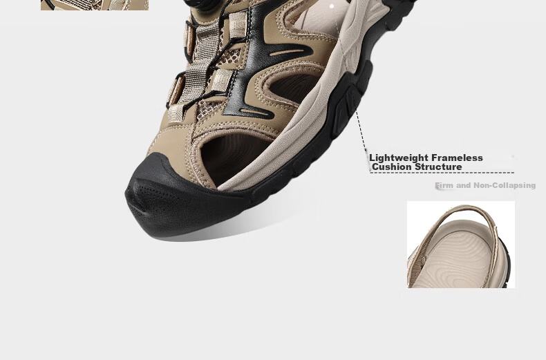 Belle Hollow Breathable Casual Sandals Men 26 Summer New Knob Buckle Outdoor Beach Shoes A2396BL6 Quicksand Brown Size 41 7