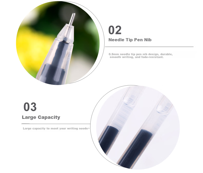 TRUECOLOR Direct Ink Neutral Pen Black 0.5mm Full Needle Tube Large Capacity Business Office Ballpoint Pen Student Stationery Brush Pen 12pcs/Box GP118 11