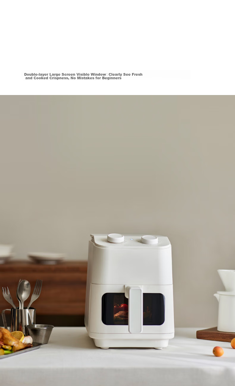 Olayks Instant Air Fryer 5L Large Capacity Multifunctional Electric Fryer with Flip-Free 3D Steam Roasting, Visible Window, 304 Stainless Steel Fully Automatic Electric Grill 16