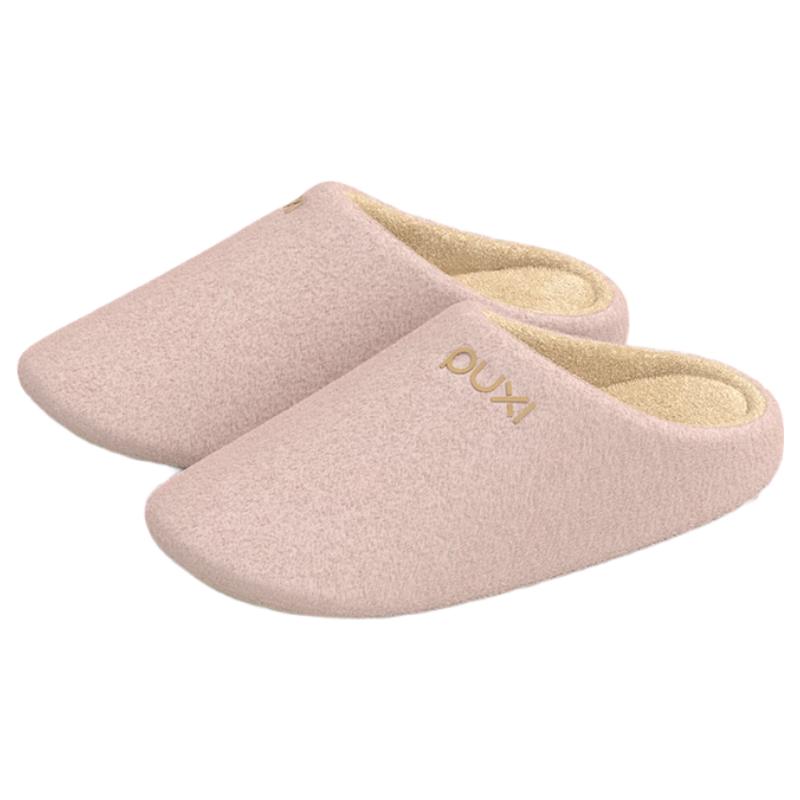 Poxi Autumn And Winter Indoor Quiet Simple Closed-Toe Slippers for Women, Home Floor Indoor Silent Cotton Fabric, Light Pink, Size 36-37