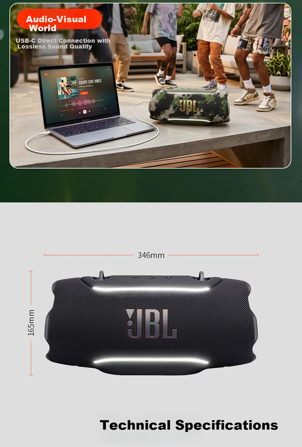 JBL XTREME 5 Bluetooth Speaker Outdoor Portable Party Speaker Bass Subwoofer 520 Gift Atmosphere Speaker AI Sound Black 28