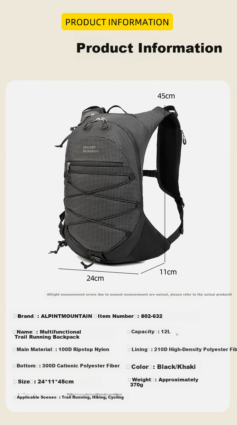 ALPINT MOUNTAIN Elmont Multifunctional Backpack Outdoor Sports Hiking Cycling Mountaineering Trail Running Backpack for Men 17