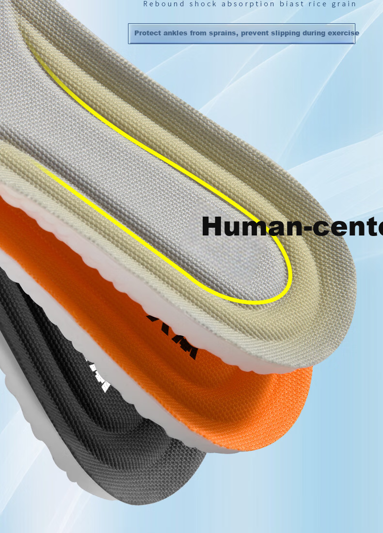 RENBEN 2 Pairs Sports Insoles for Men, Soft And Elastic Shock-Absorbing, Sweat-Absorbing, Breathable, Running Antibacterial Deodorizing, 6019 Gray, Size 37-38 4