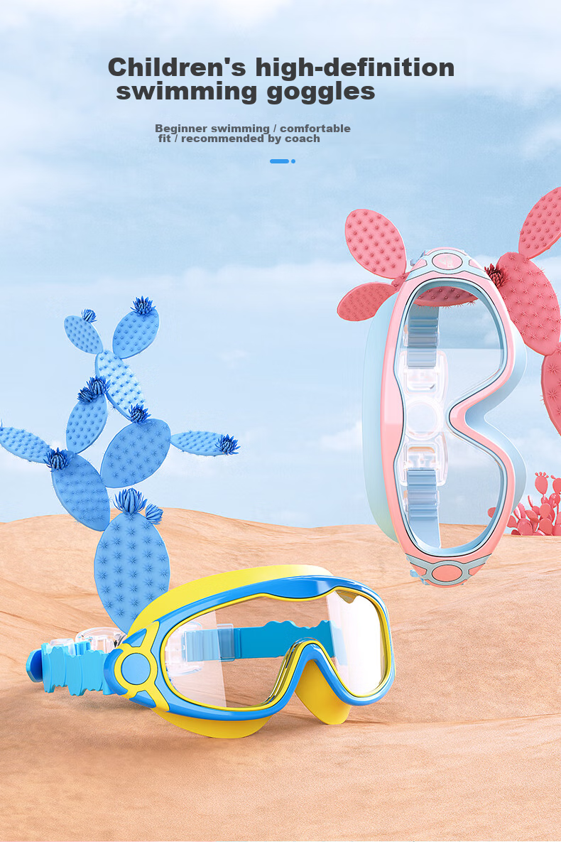 PEAK Children's Swimming Goggles, Large Frame High-Definition Anti-Fog Waterproof Clear Swimming Glasses Diving Mask Equipment for Boys And Girls, 03 Blue And Yellow 1