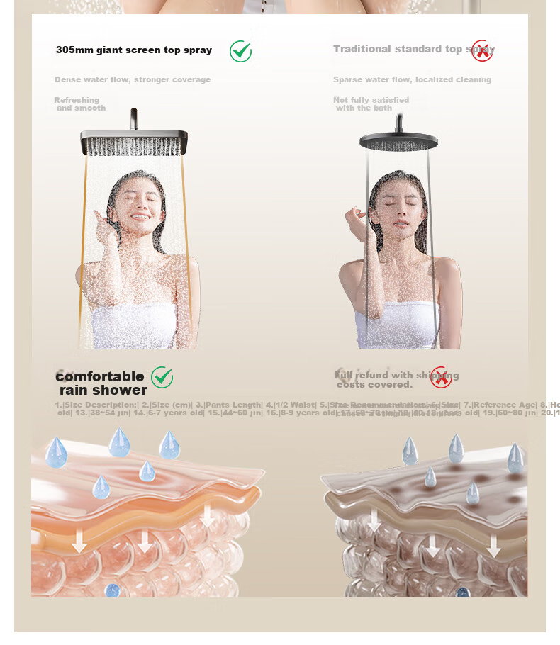 JOMOO Shower Set with Piano Key Massage Spray Gun, Descaling Top Water Spray, Yu Spirit Shower Head 36668-882/1B-1 24