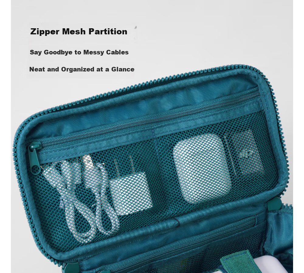 M Square Multifunctional Digital Bag Large Capacity Storage Cable Earphone Camera Organizer Portable Travel Bag Secret Green 10