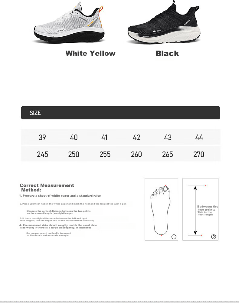 Warrior Men's Shoes 2026 Spring Running Shoes Thick Sole Casual Mesh Sneakers White Yellow Size 41 1