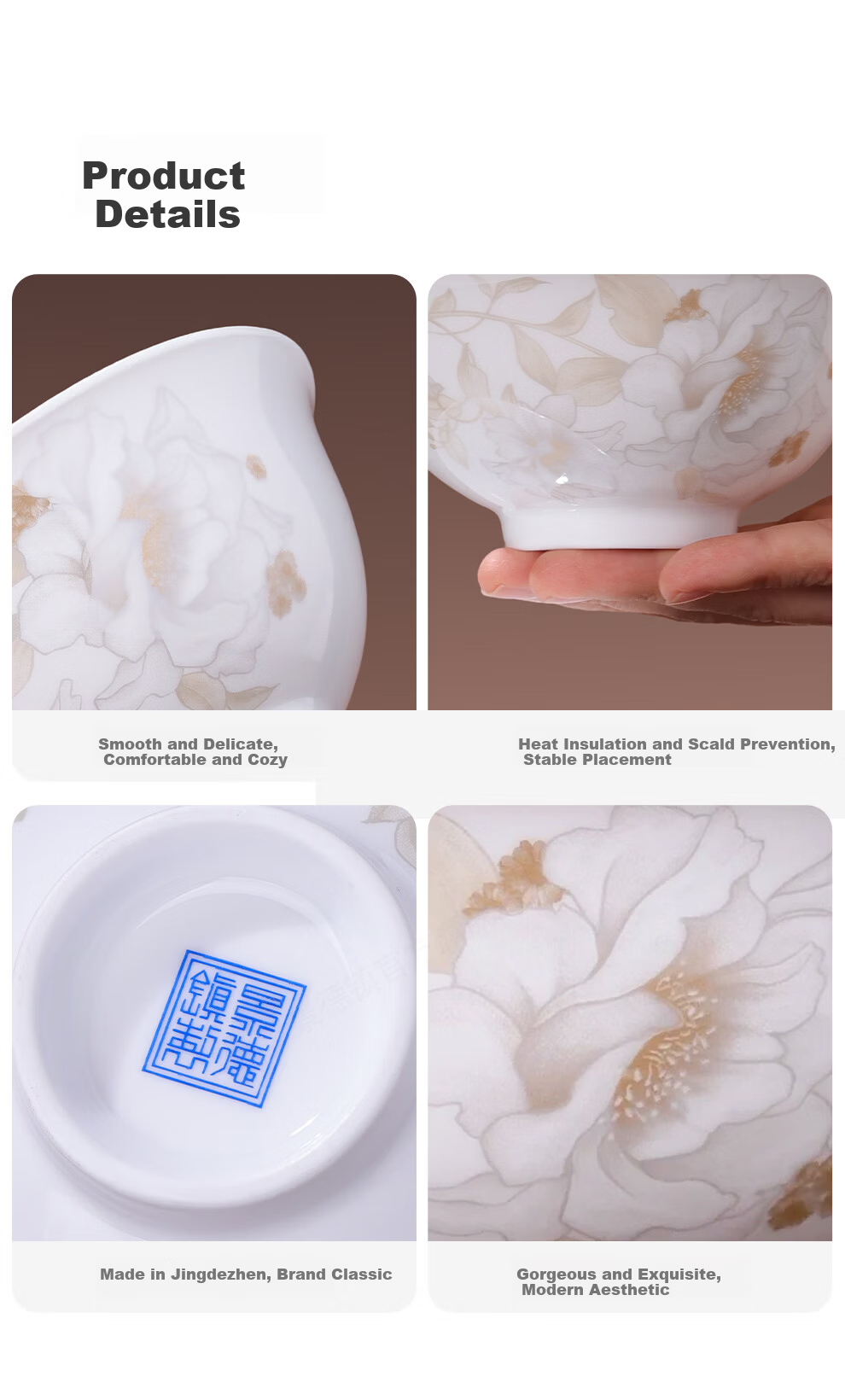 JDZ Ceramic Tableware Set Luxury High-End Bowls and Plates Full Set Home Housewarming New Year Gift for Leaders Qingxiang Heyun 18