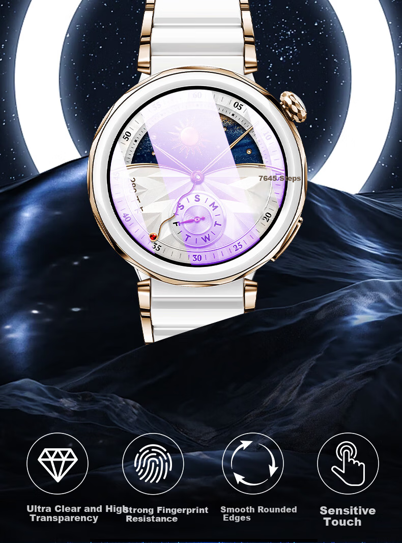 Smorss 2-Pack Anti-Blue Light Screen Protector for Huawei Watch GT5 Pro 42mm Tempered Glass Eye Protection Full Coverage Scratch-Resistant Film 2