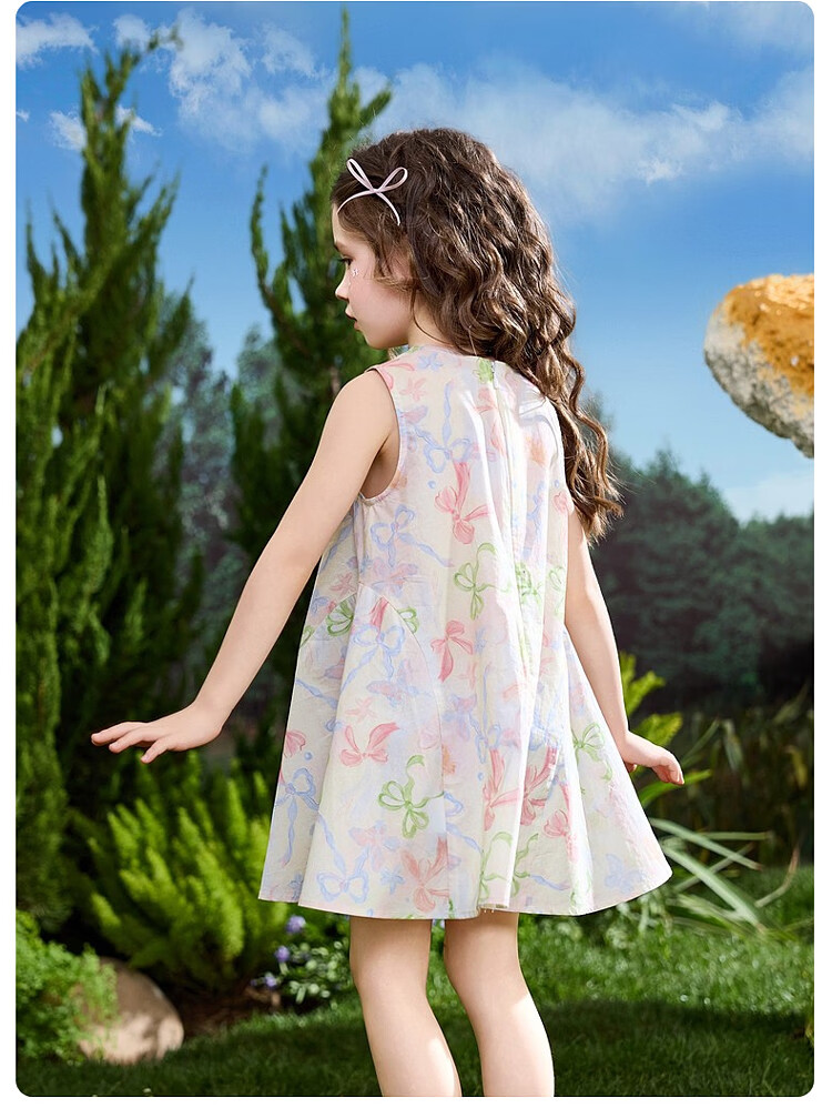 ASK JUNIOR Kids Summer Sleeveless Cotton Printed Vest Dress for Girls 13