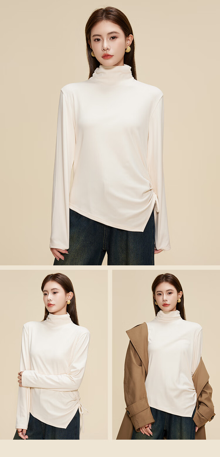 Ordifen Women's Long Sleeve Slim Fit High Elasticity Antibacterial Anti-Pilling Base Layer T-Shirt Autumn Winter Black L 11