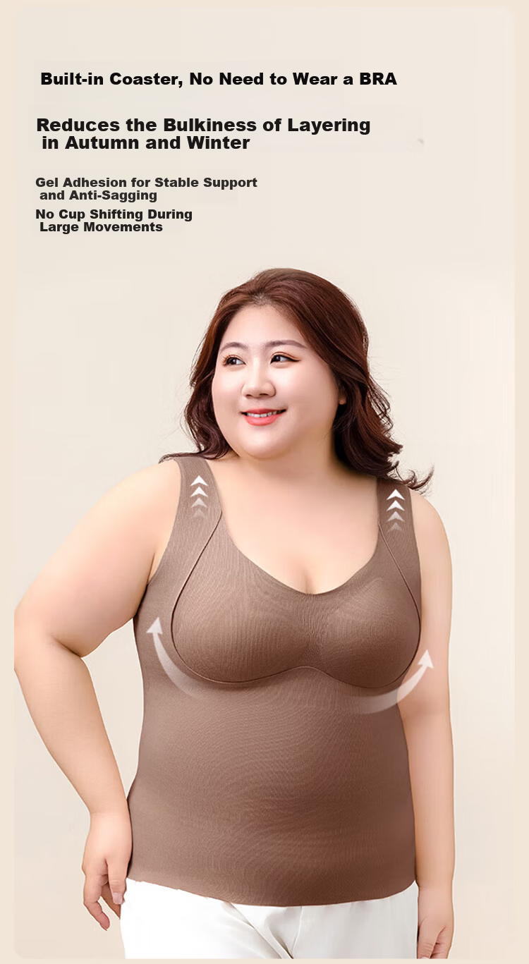 FitonTon Plus Size Warm Vest for Women Fat MM Autumn Winter Wool Silk with Chest Pad Integrated Base Layer Underwear 3XL 7